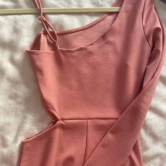 Pink Asymmetrical Mini Dress - Picture 5 of 7
